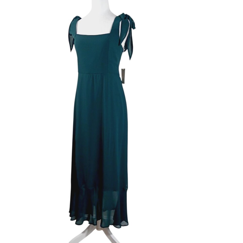 NWT Show Me Your Mumu Claire Midi Dress - Emerald Chiffon, Size Large, Wedding